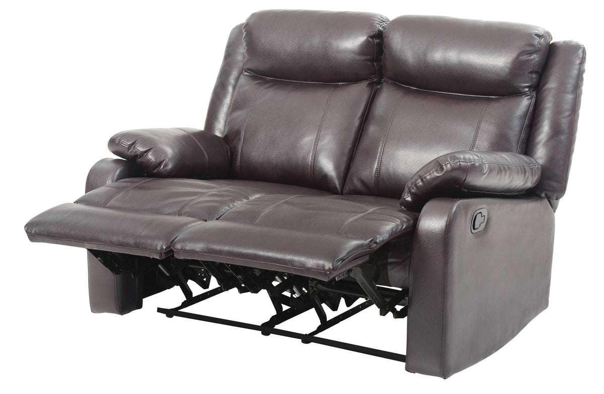 Reclining Loveseat with PU Upholstery - Dark Brown or Red