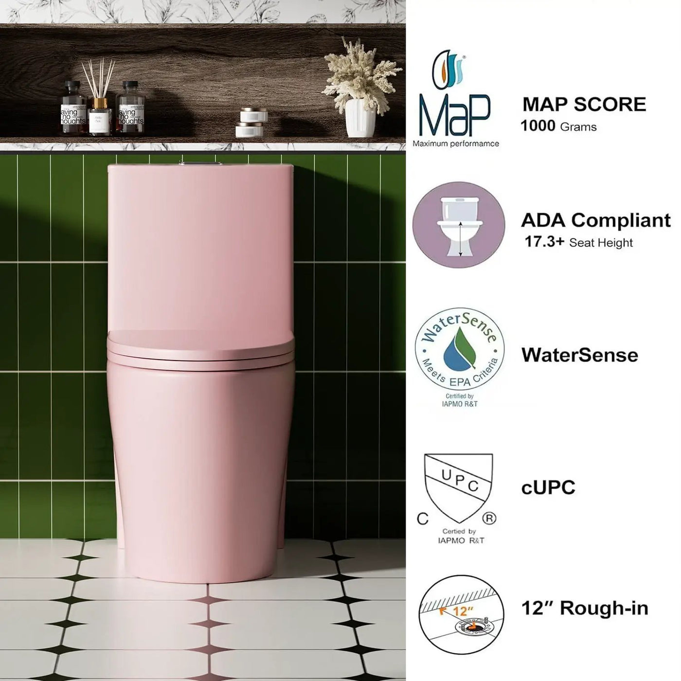 1 Piece Toilet With Tornado Flush, Dual Flush, And ADA Height Comfort Chair by HouseOfZazla