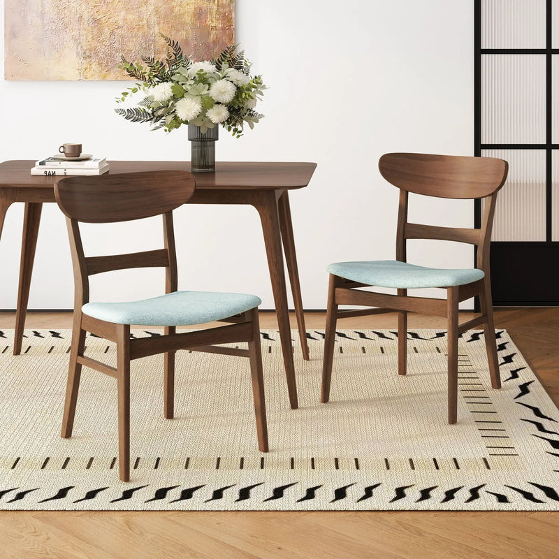 Mid Century Dining Chairs With Cushioned Seats And Wood Frame (Set of 2) by HouseOfZazla