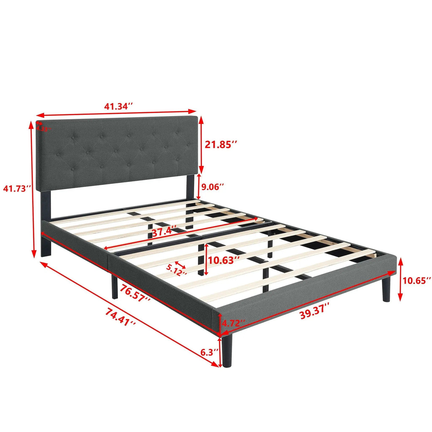 Modern Upholstered Platform Bed Frame With Button Tufted Fabric Headboard by HouseOfZazla
