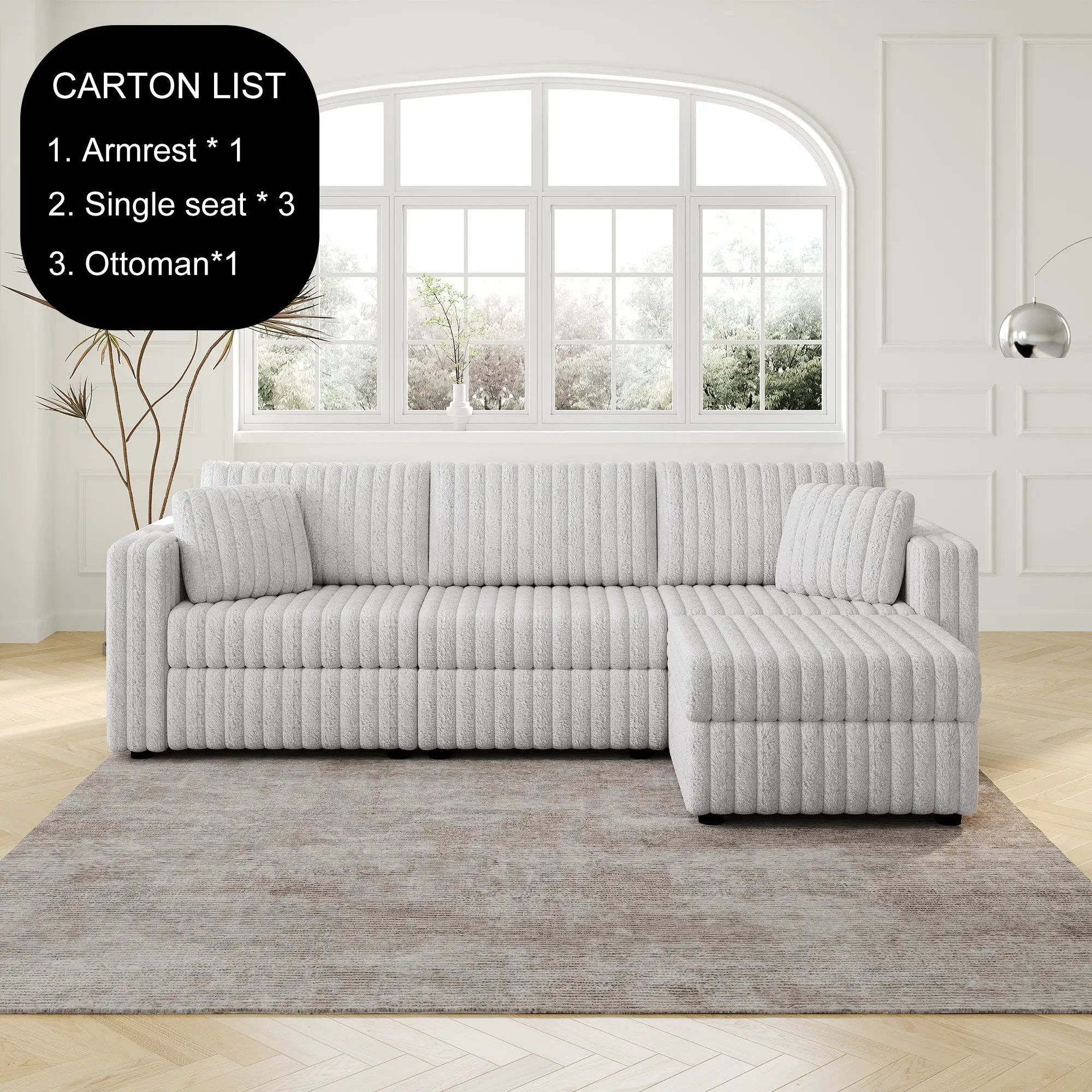 106.3" Soft 3-Person Sofa with Ottoman by HouseOfZazla