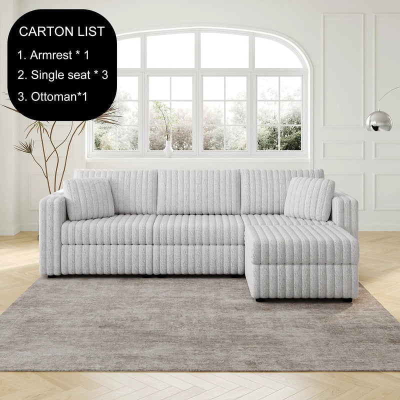 106.3" Soft 3-Person Sofa with Ottoman by HouseOfZazla