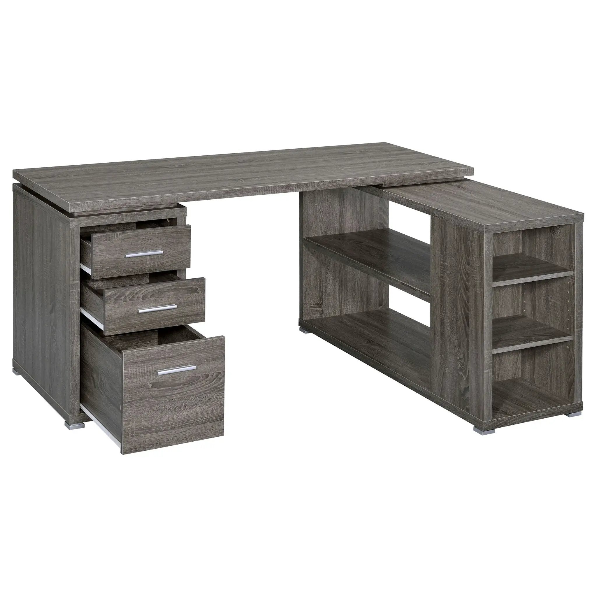 Yvette 60-inch 3-drawer L-Shape Computer Desk Weathered Grey by Unique Piece Furniture
