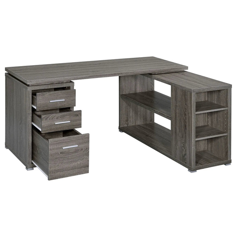 Yvette 60-inch 3-drawer L-Shape Computer Desk Weathered Grey by Unique Piece Furniture
