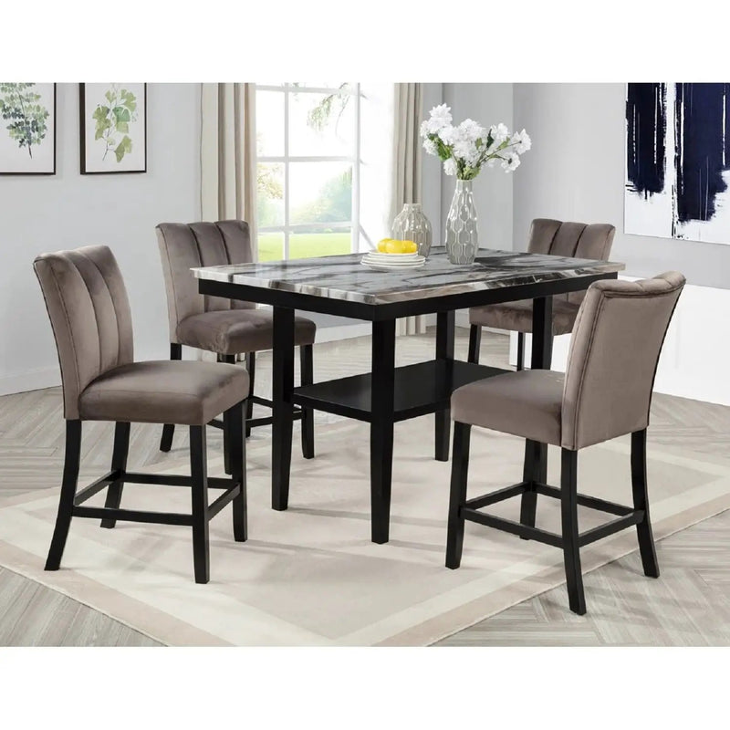 Upholstered Counter Height Chair For Dining Room (Set of 2) - Black / Brown by Unique Piece Furniture