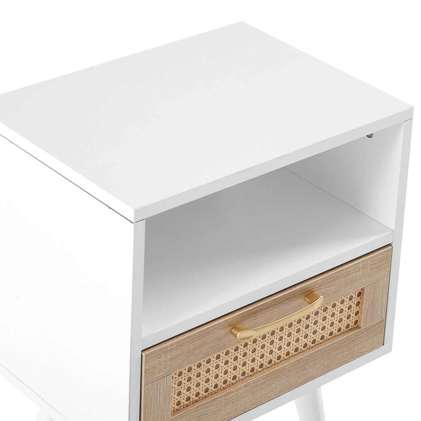 15.75" Rattan End Table With Drawer And Solid Wood Legs, Modern Nightstand, Side Table For Living Room, Bedroom by HouseOfZazla