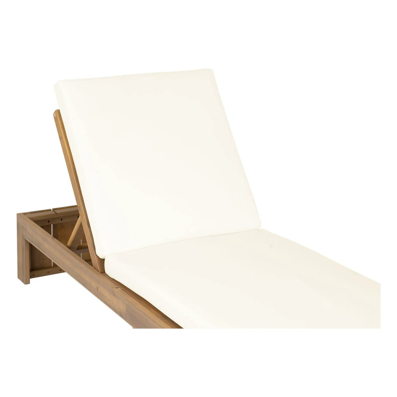 Adjustable Outdoor Chaise Lounge Patio Recliner - Beige / Light Teak by HouseOfZazla