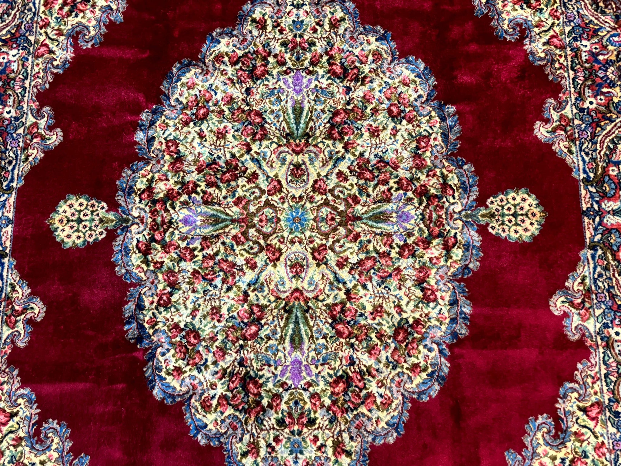 Karastan Rug 8.8 x 12 - Red Floral Kirman - Wool Pile Carpet by Jewel Rugs