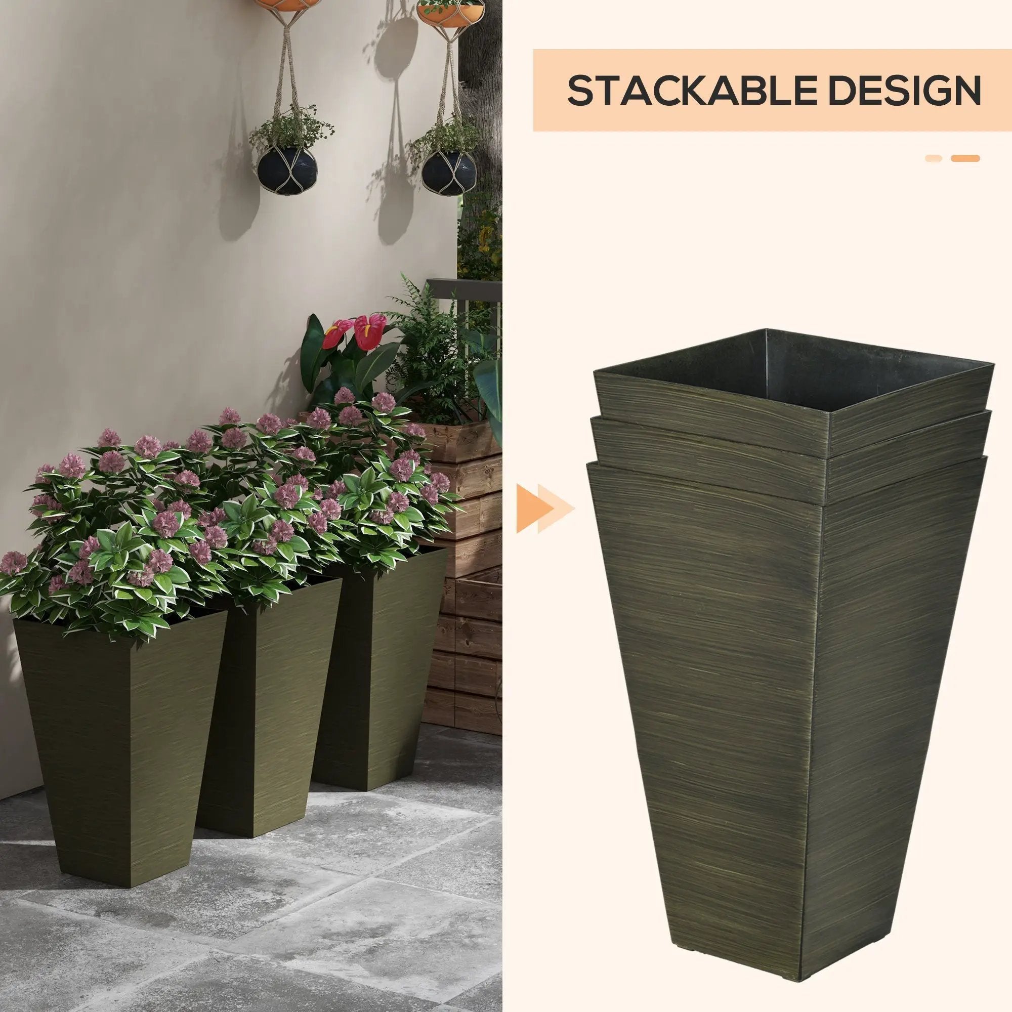 Outsunny 28" Tall Outdoor Planters, Set of 3 by HouseOfZazla