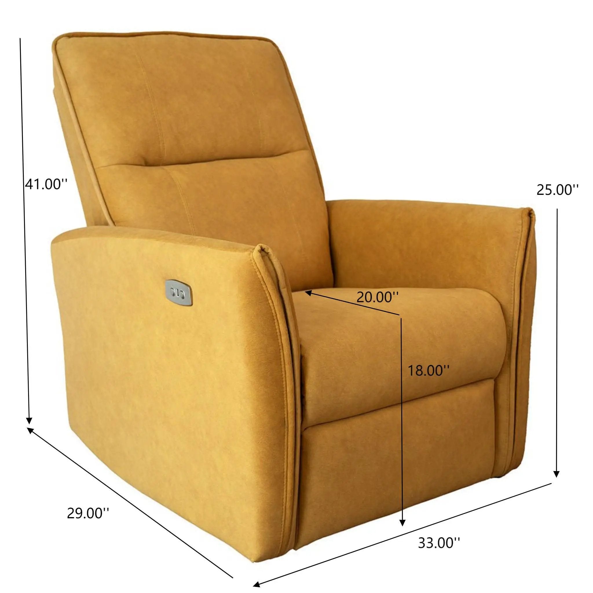 Suede Recliner Chair - Dark Yellow by Unique Piece Furniture