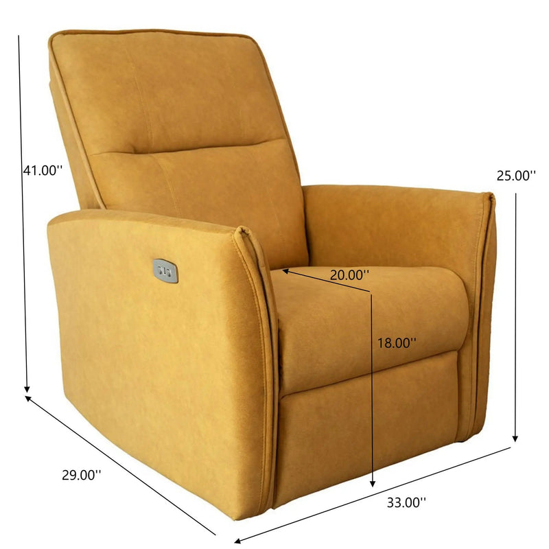 Suede Recliner Chair - Dark Yellow by Unique Piece Furniture