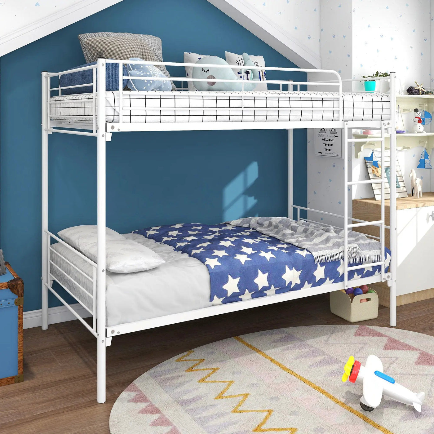 Space Saving Bunk Bed With Metal Frame And Ladder by HouseOfZazla