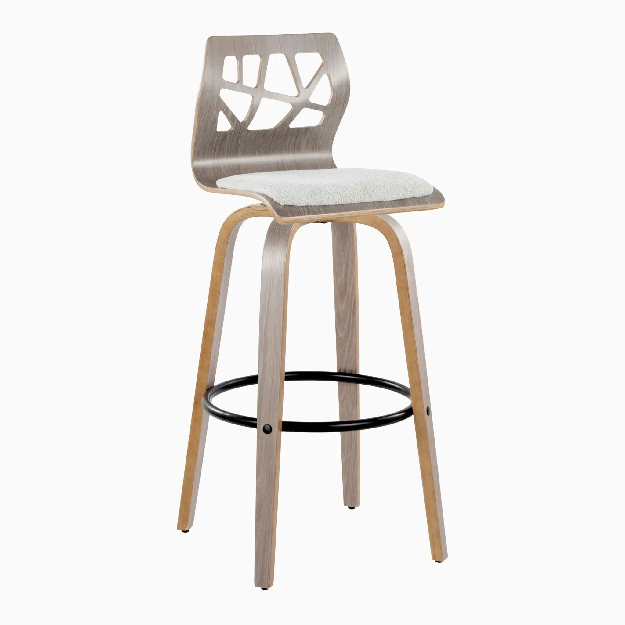 Folia - Contemporary Fixed Height Stool With Swivel With Round Footrest (Set of 2) by HouseOfZazla