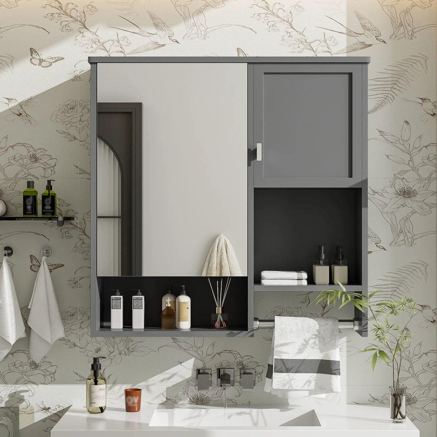 Modern Wall Mounted Bathroom Medicine Cabinet, Bathroom Wall Storage Cabinet With Mirror by HouseOfZazla