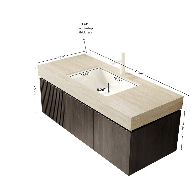 MURI 48" Bathroom Vanity & Sink with Floating Plywood Storage by HouseOfZazla