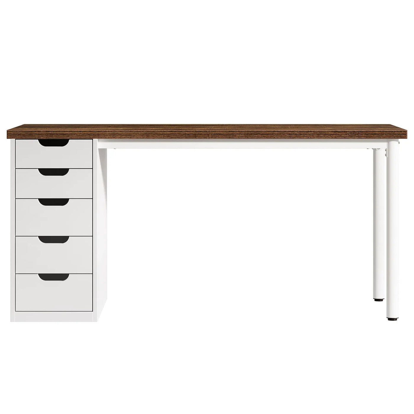 Computer Desk With 5 Drawers, Reversible Cabinet Design by HouseOfZazla