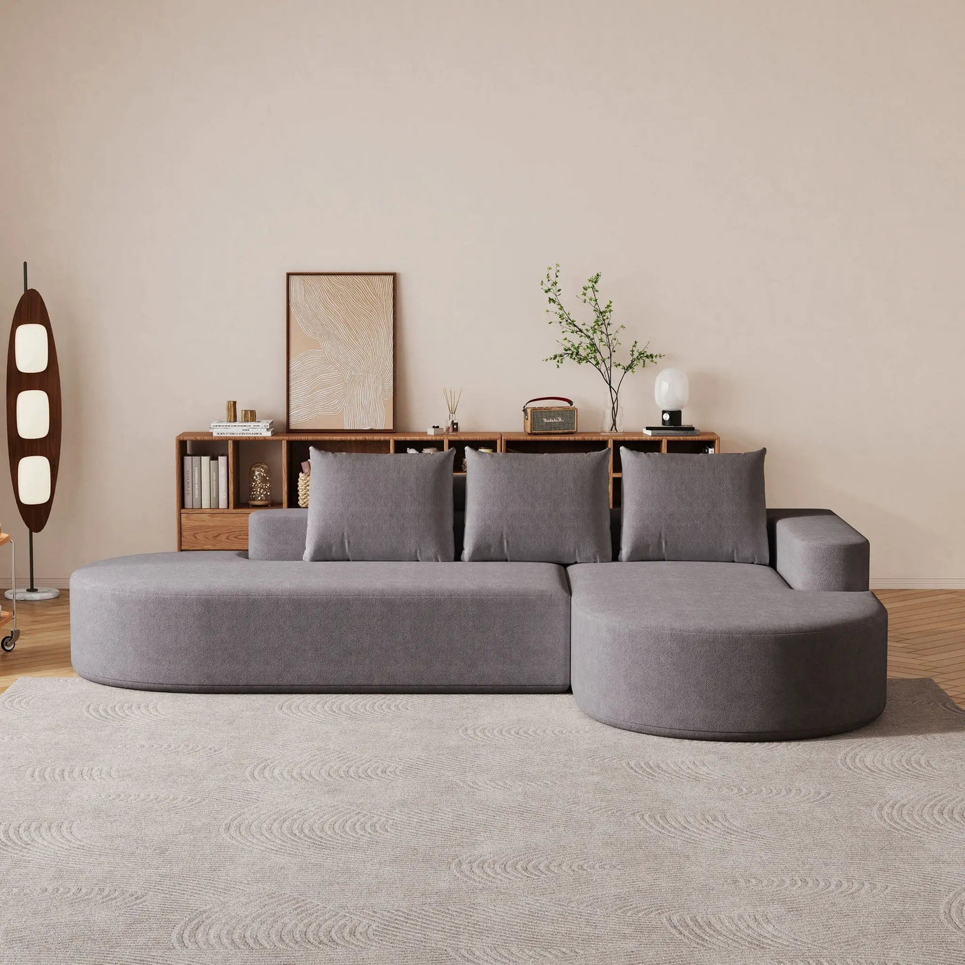 Modern Curved Sofa, L-Shaped Modular Sectional Set With 3 Pillows by HouseOfZazla