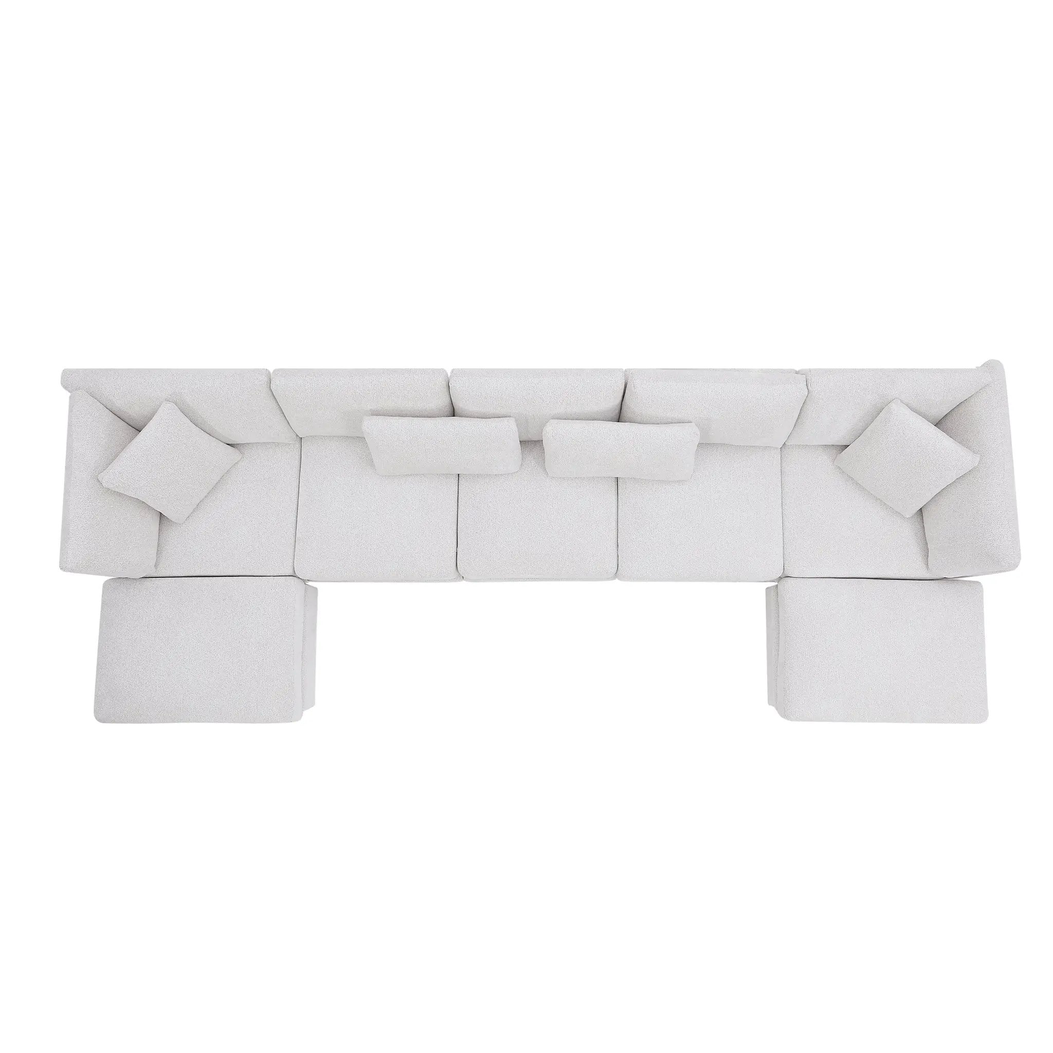 7-Piece Reversible Modular Corner Sectional Sofa - Beige by HouseOfZazla