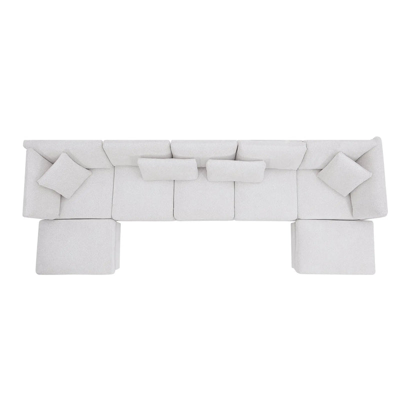 7-Piece Reversible Modular Corner Sectional Sofa - Beige by HouseOfZazla