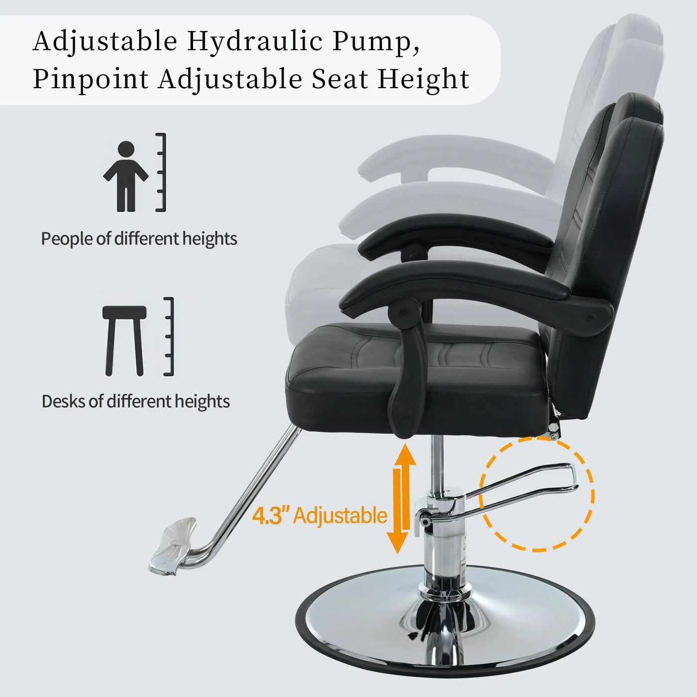 Classic Reclining Barber Chair Salon Chair For Hair Stylist With Heavy Duty Hydraulic Pump, 360° Rotation, Tattoo Chair Shampoo Beauty Salon Equipment, Max Load Weight 330 Lbs by HouseOfZazla