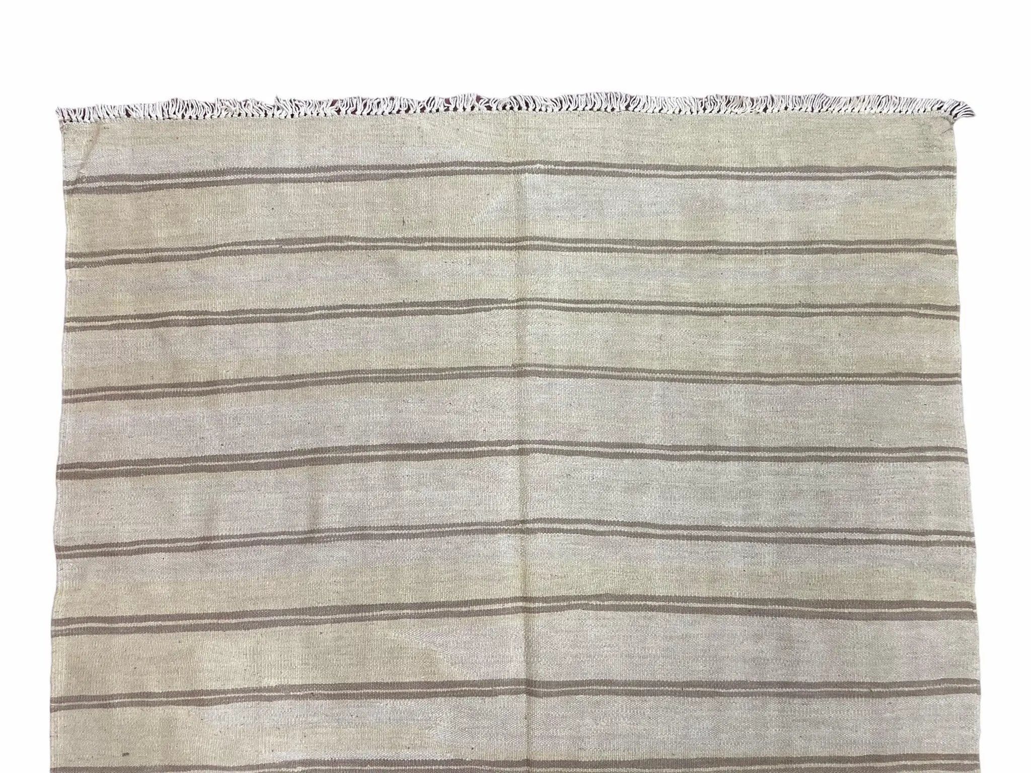 5x8 Turkish Kilim Rug, Flatweave Carpet, Striped Blanket, Southwestern Design, New, Gray, Wool, High Quality, Hand-Knotted by Jewel Rugs