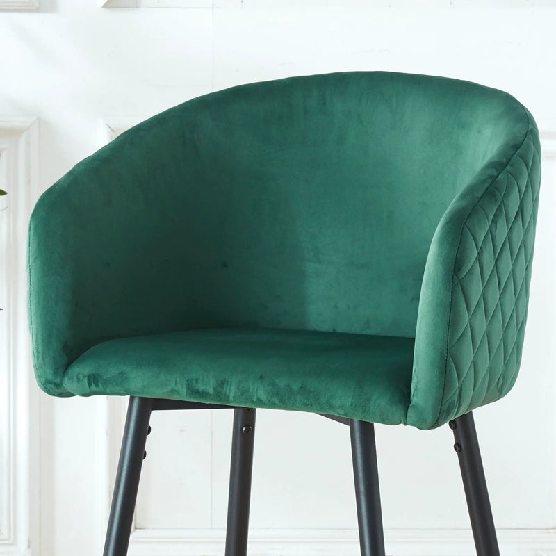 Counter Height Bar Stool, Metal Legs, Velvet Upholstered For Pub, Restaurant, Kitchen Island (Set of 2) - Black / Green by Unique Piece Furniture