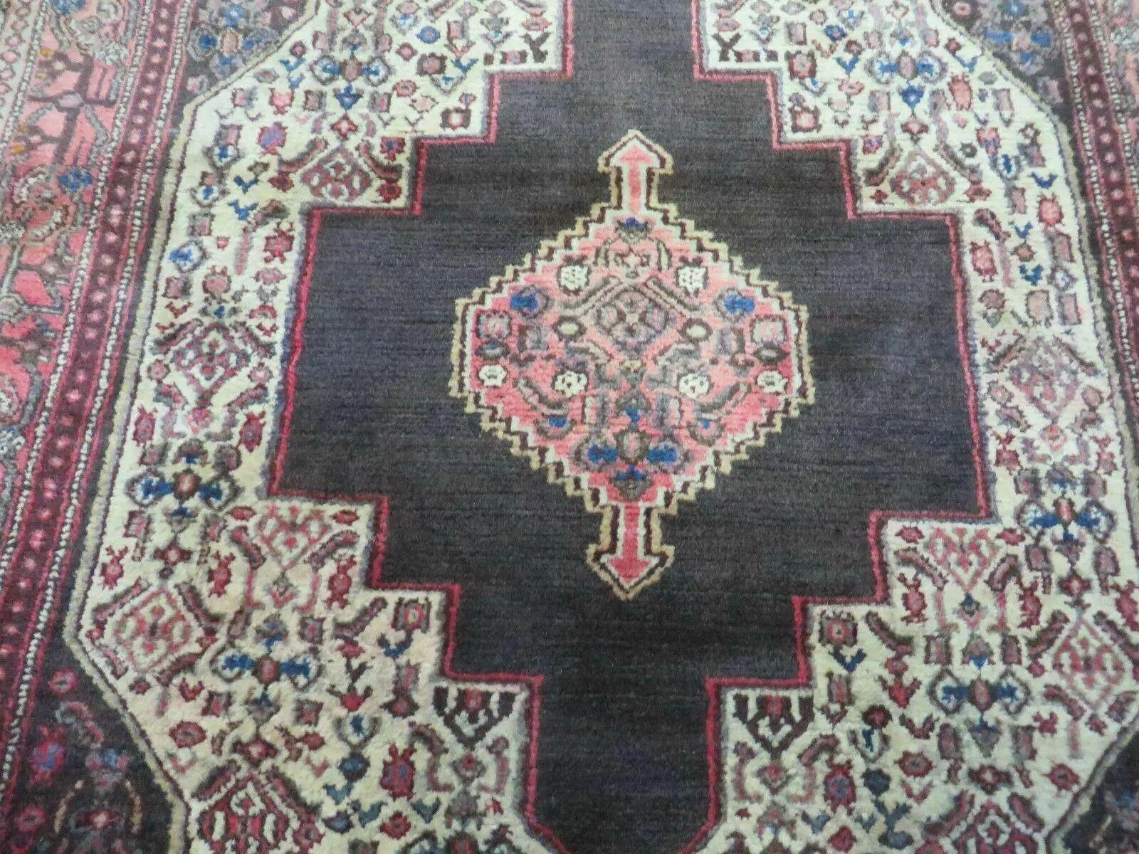 4' X 5' Antique Handmade India Floral Oriental Wool Rug Brown Vegetable Dyes by Jewel Rugs