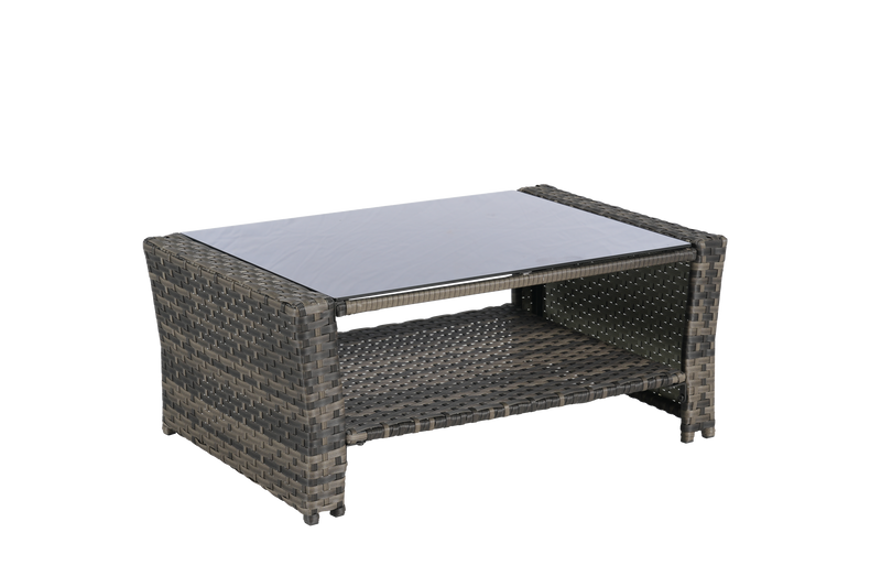 4 Pieces Outdoor Patio Furniture Set with Rattan Chairs and Tempered Glass Table by HouseOfZazla