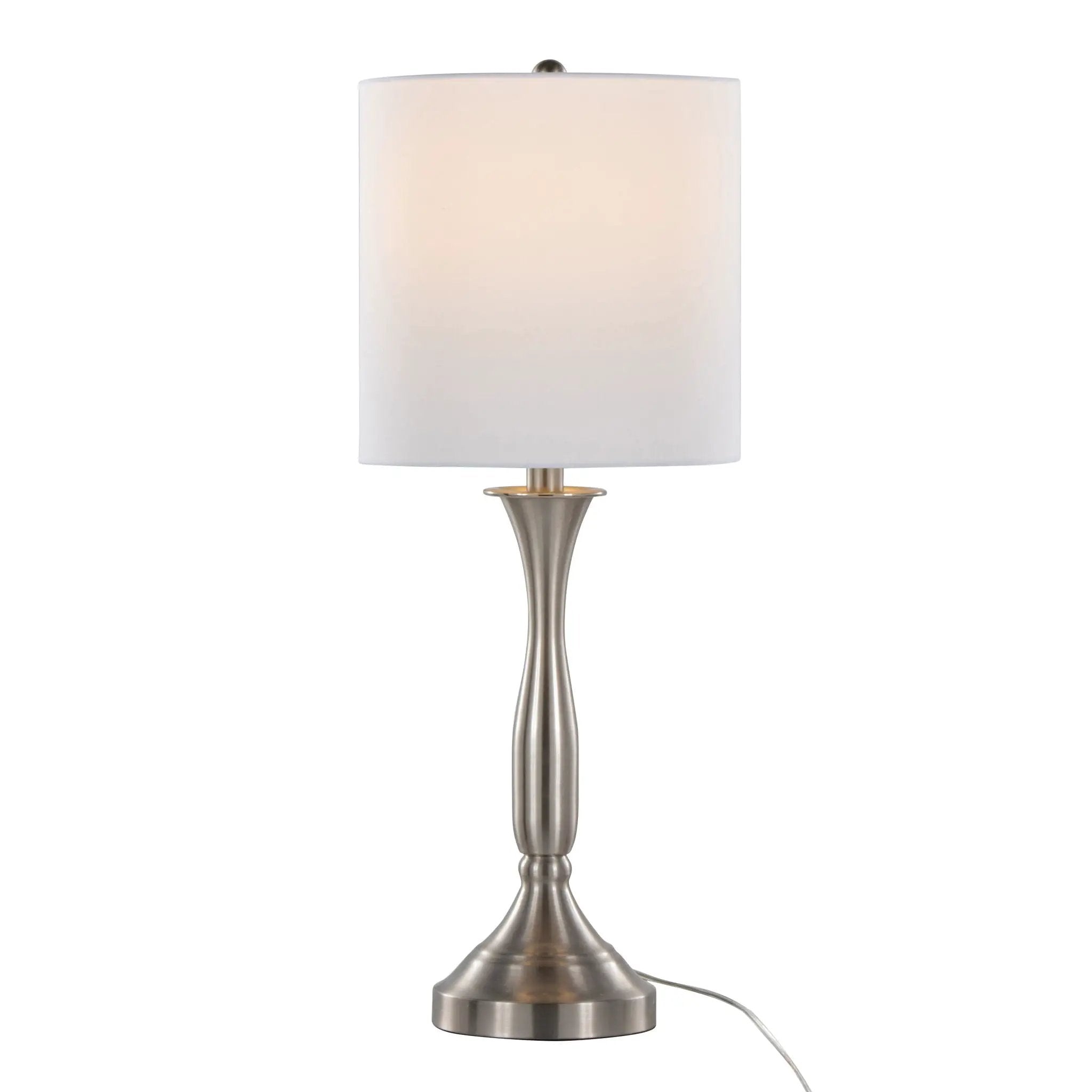 Sawyer - Contemporary Table Lamp (Set of 2) Built In USB Port - Nickel / White by HouseOfZazla
