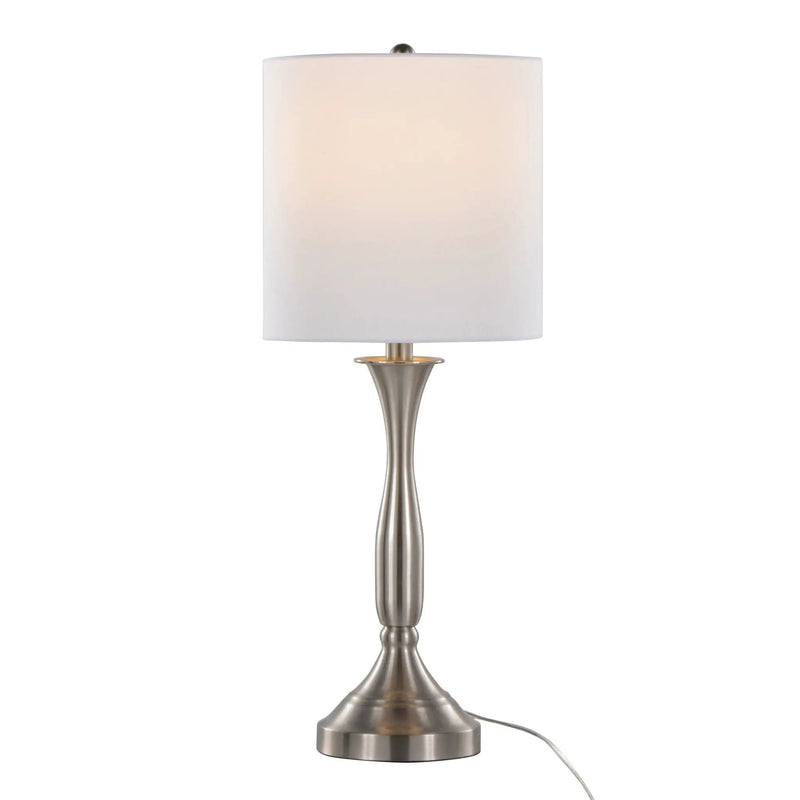 Sawyer - Contemporary Table Lamp (Set of 2) Built In USB Port - Nickel / White by HouseOfZazla