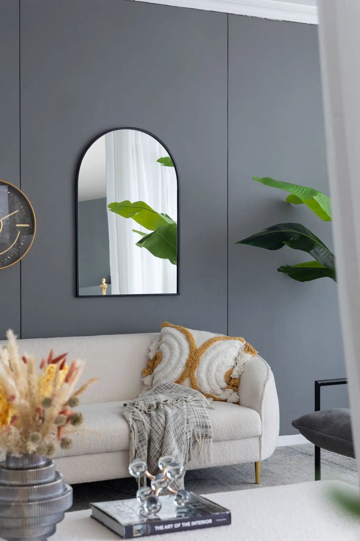 Arched Mirror With Metal Frame, Wall Mirror For Living Room Bedroom Entryway by HouseOfZazla