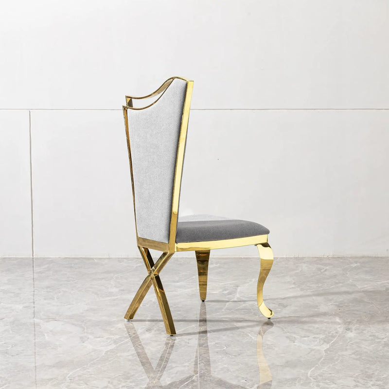 Gorgeous Streamlined High Back Fabric Stainless Steel Dining Chair (Set of 2) - Gold / Gray by Unique Piece Furniture