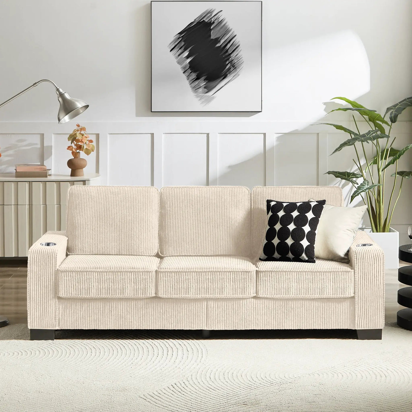 Modern Corduroy 3-Seater Sofa by HouseOfZazla