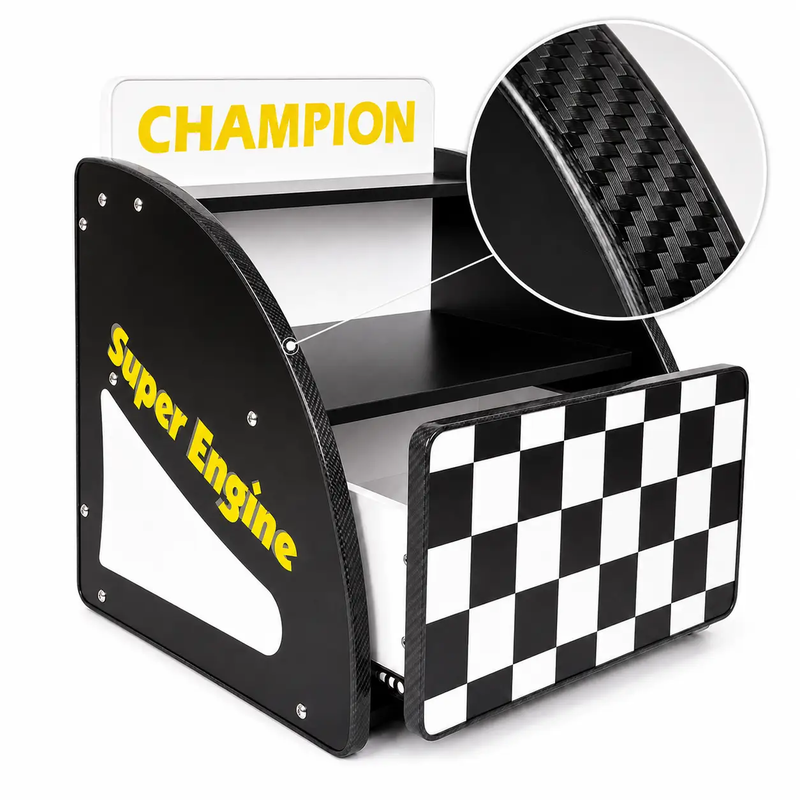 Kids Racing Car Nightstand with Open Storage Shelf by HouseOfZazla