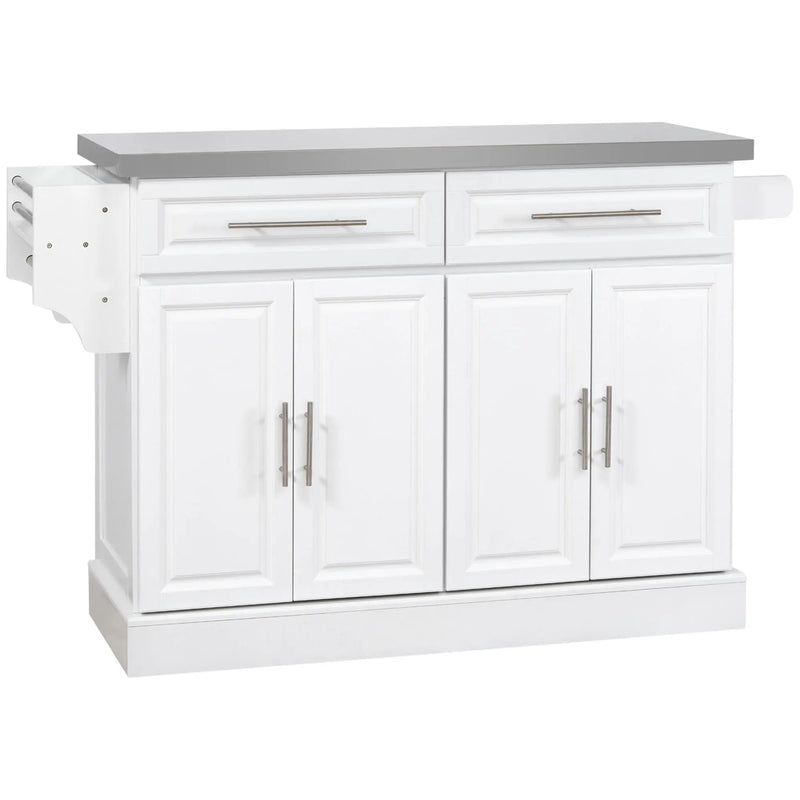 Homcom - Rolling Kitchen Island With Storage, Portable Kitchen Cart With Stainless Steel Top, 2 Drawers, Spice, Knife And Towel Rack And Cabinets by Unique Piece Furniture