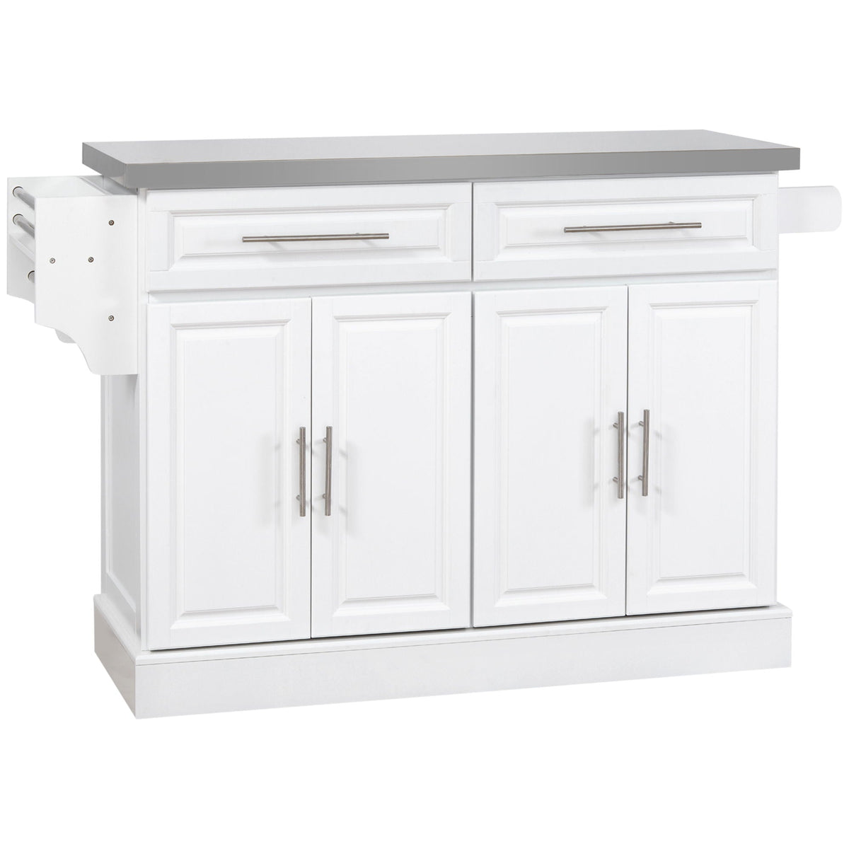 Rolling Kitchen Island with Stainless Steel Top and Ample Storage - Gray or White, photo 2 of 8