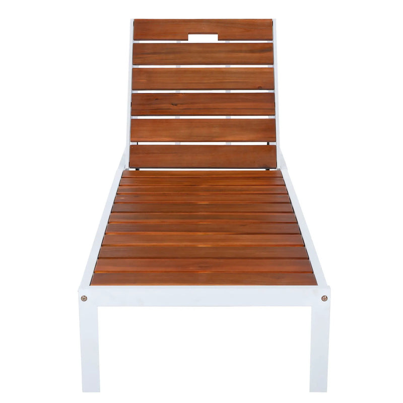 Outdoor Chaise Pool Lounge Chairs With Adjustable Backrest - Brown / White by HouseOfZazla