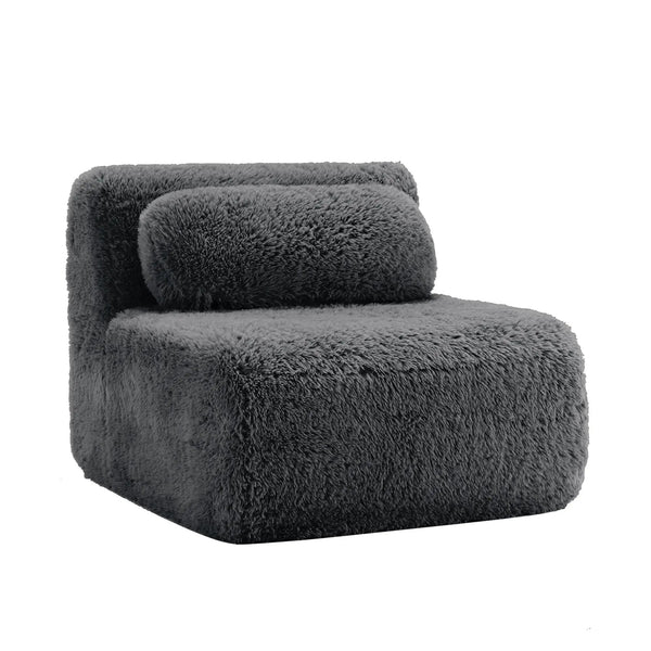 Aviana Armless Sofa With Pillow Plush Fabric - Dark, photo 2 of 6