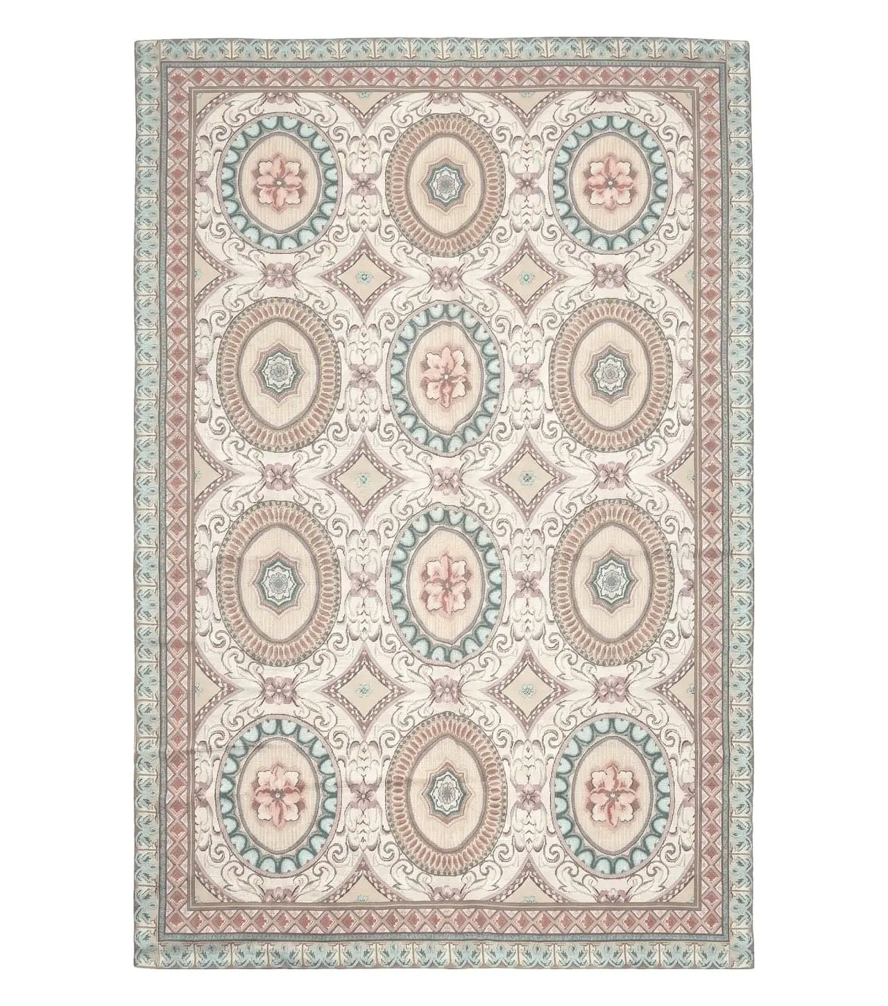 New Needlepoint Rug, 6x9 Needlepoint Carpet, Flatweave Rug, Vicotorian French European English Decor, Elegant Rug for Living Room, Handmade by Jewel Rugs