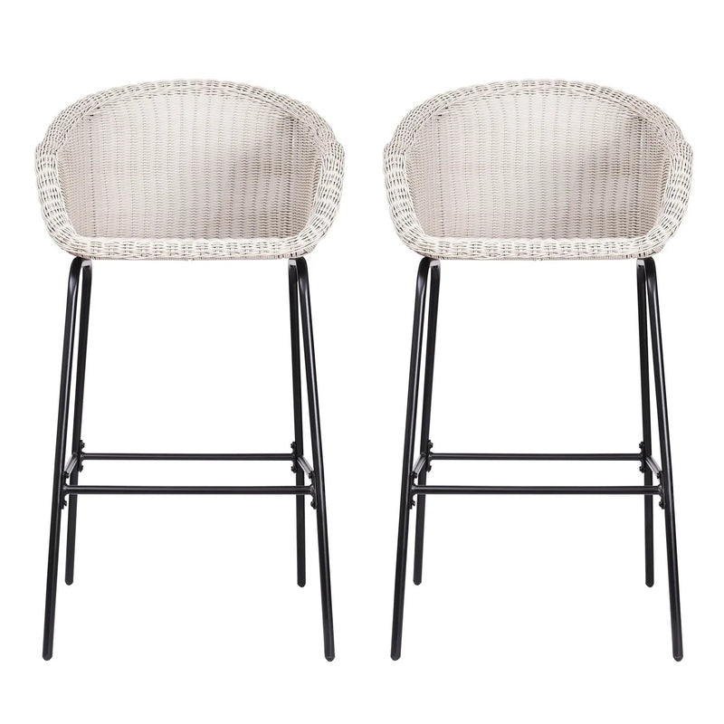 Ladd Outdoor Metal Wicker Barstool Set of 2 - Light Gray by HouseOfZazla