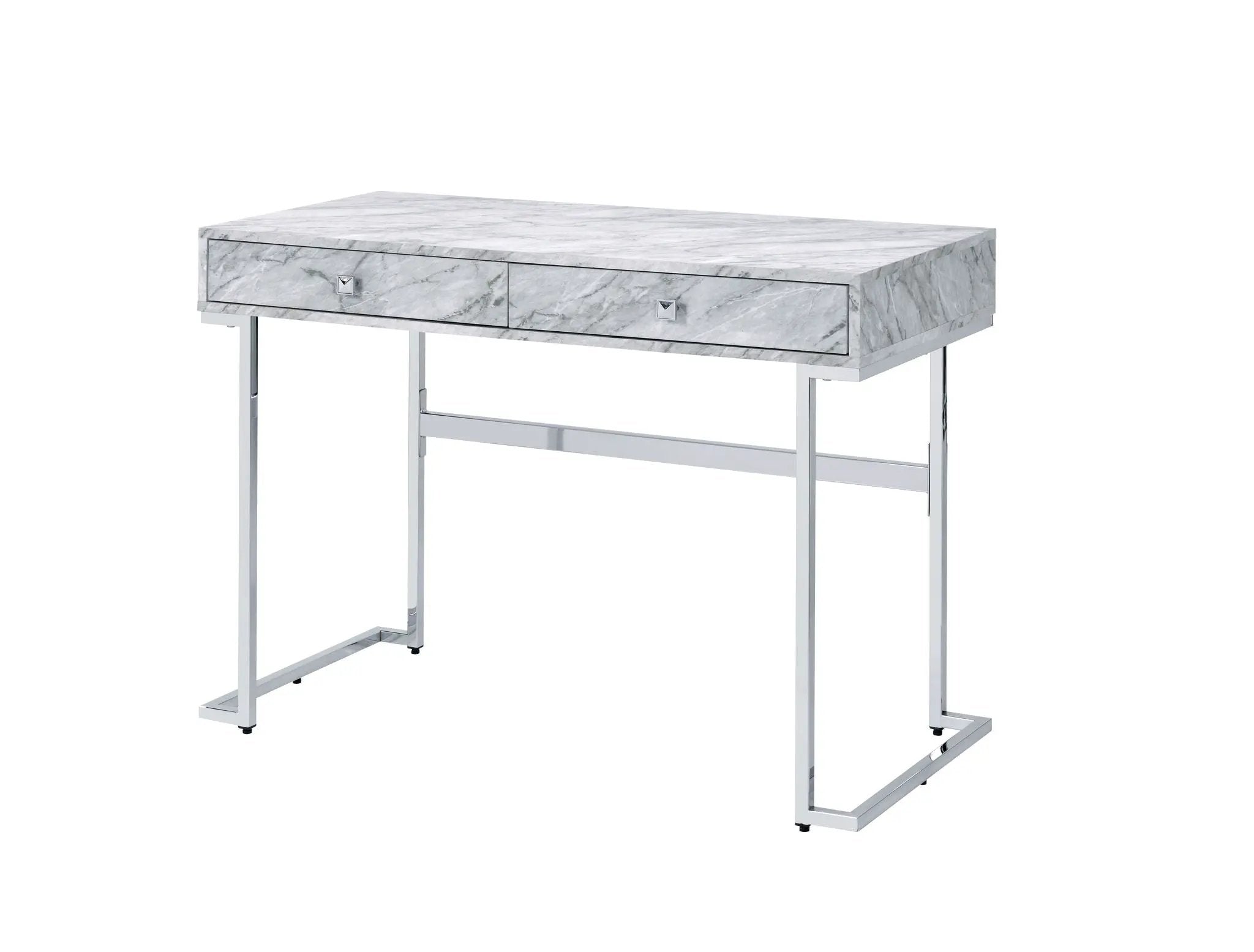 Tigress Printed Faux Marble Top Writing Desk - White by HouseOfZazla