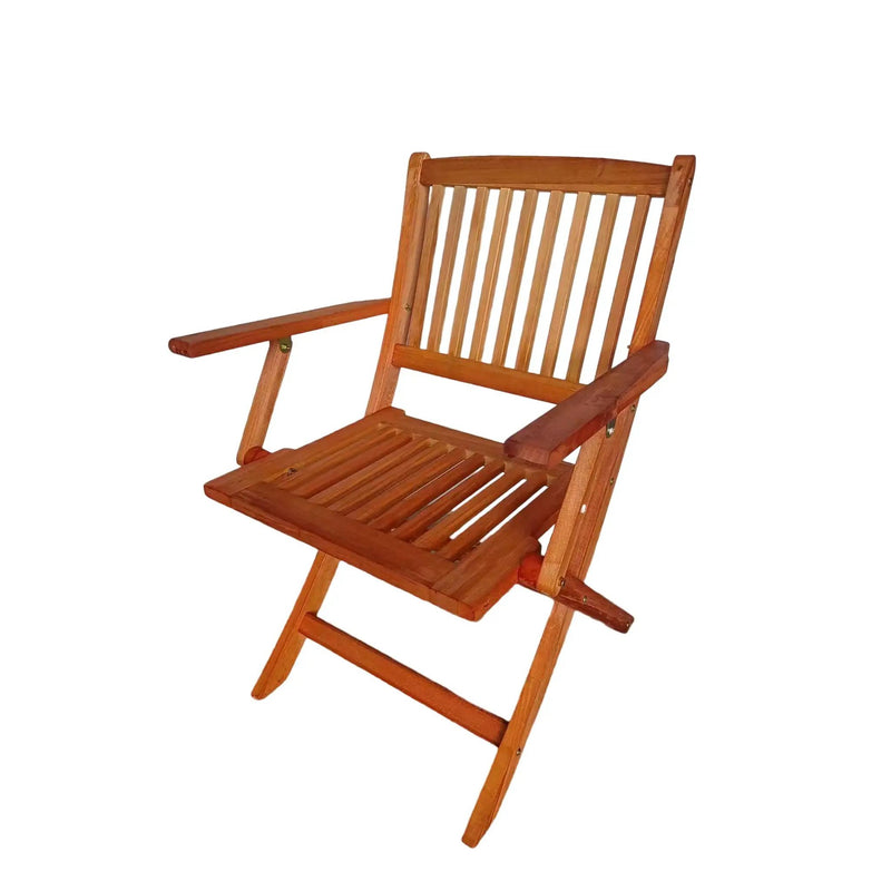 Foldable Patio Dining Set With 4 Folding Chairs For Indoor And Outdoor Use - Teak by HouseOfZazla
