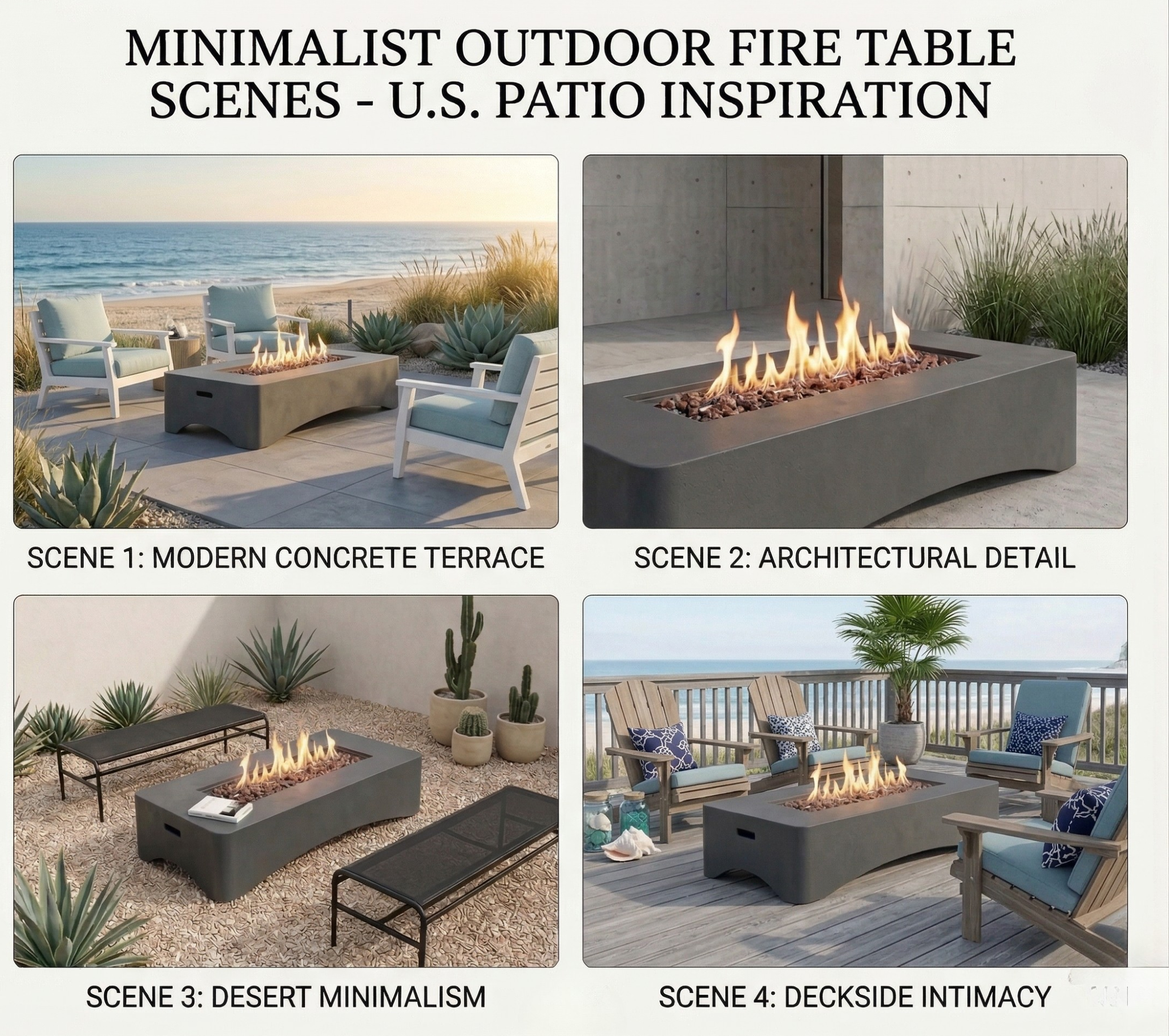 56" Propane Fire Pit Table, Rectangular Outdoor Gas Fire Pit by HouseOfZazla