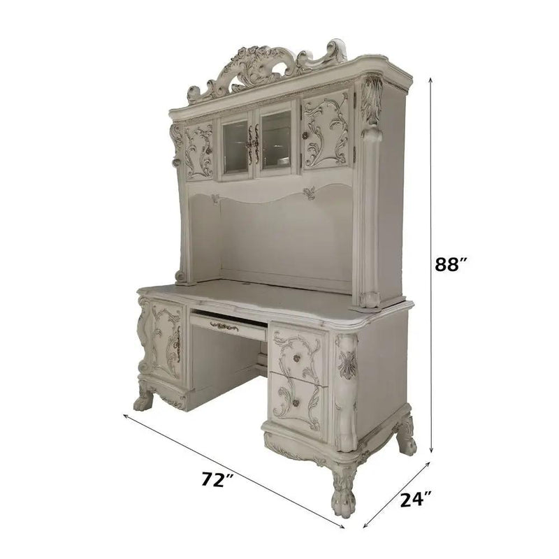 Dresden - Computer Desk & Hutch - Bone White by Unique Piece Furniture