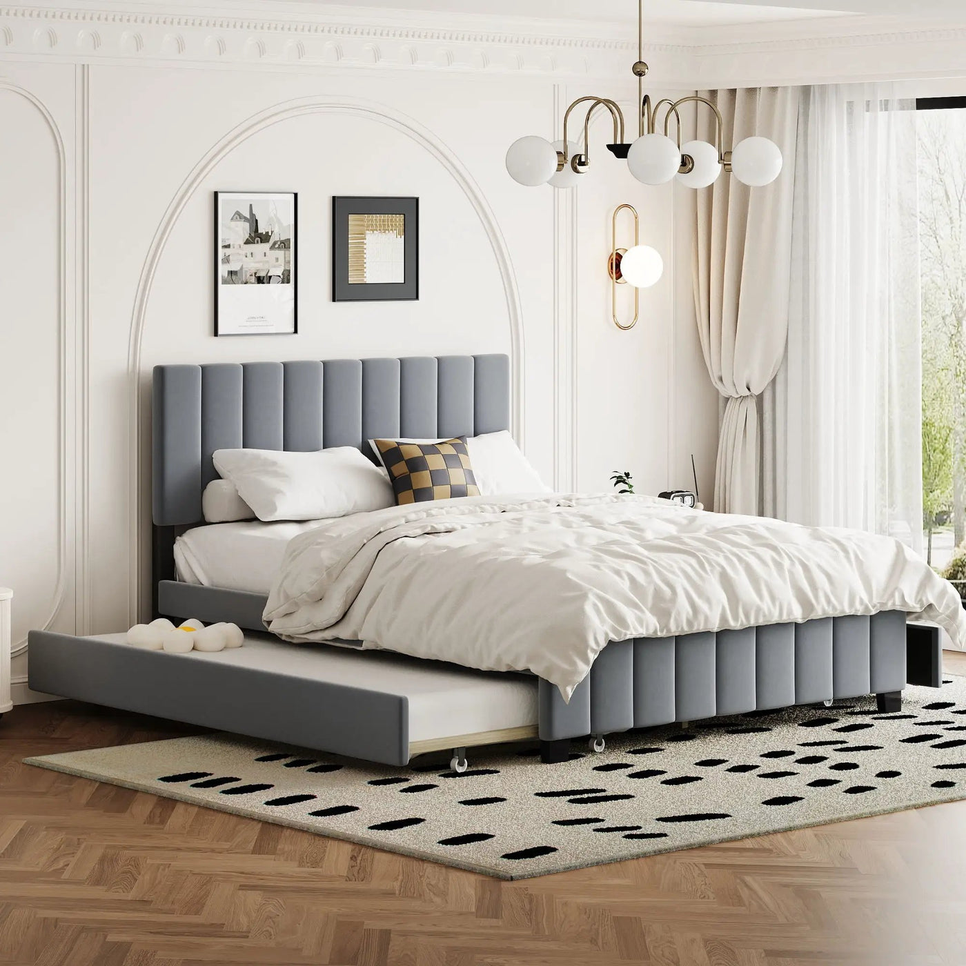 Platform UpholsteredBed With 2 Drawers And Twin Long Trundle by HouseOfZazla