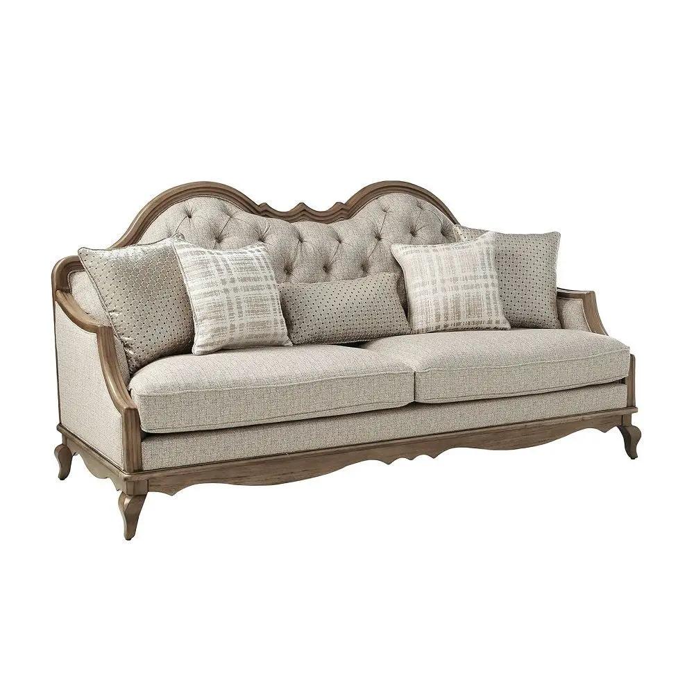 Chelmsford - Sofa With 5 Pillows - Beige Fabric & Antique Taupe by Unique Piece Furniture