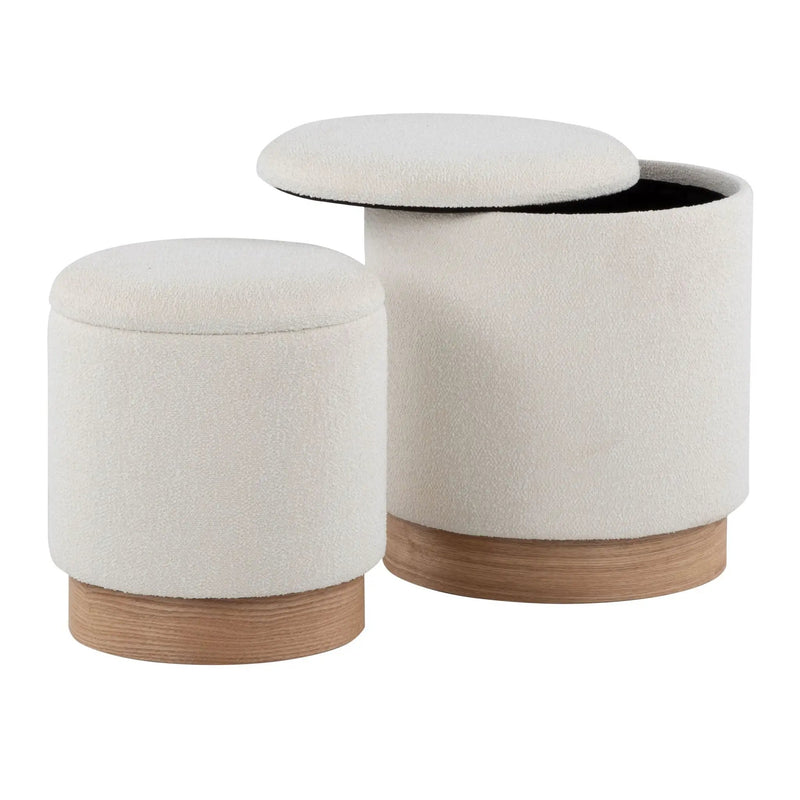 Marla - Contemporary, Nesting Ottoman Set - Natural / Cream by Unique Piece Furniture
