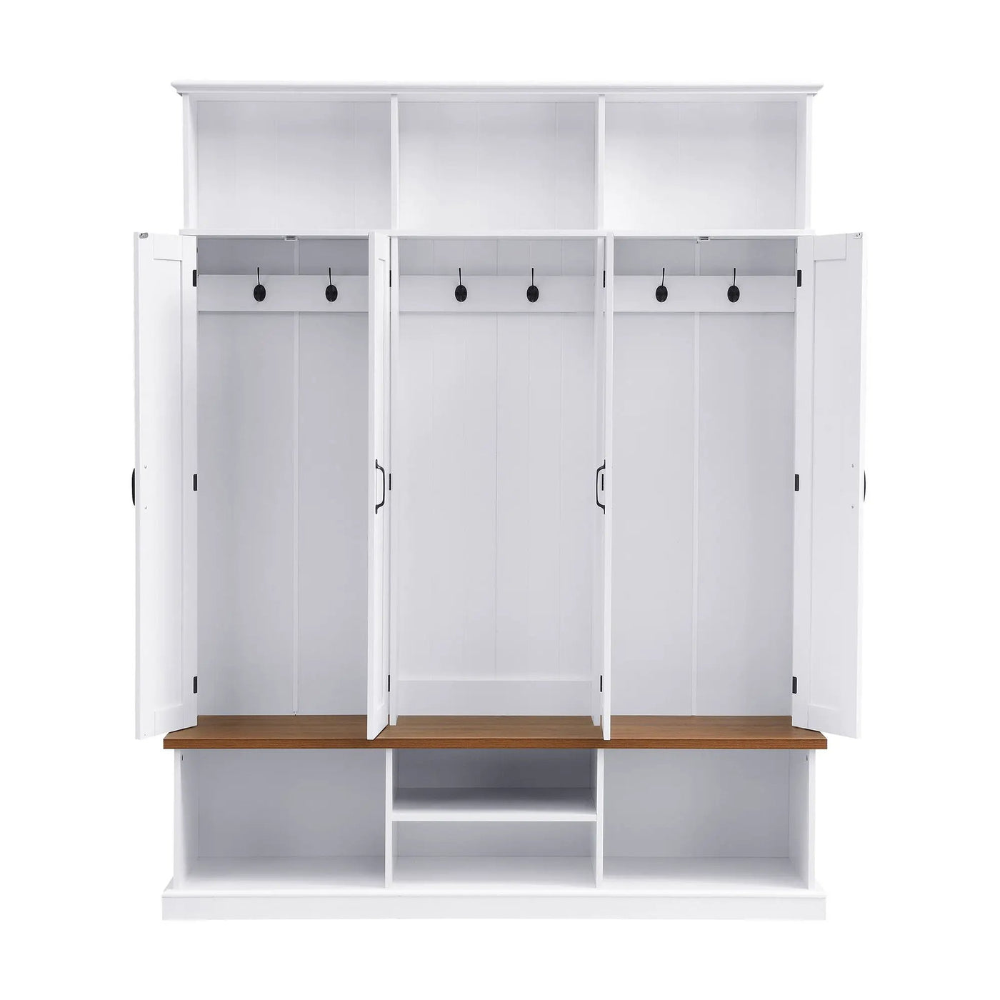 Entryway Hall Tree With Bench, 3 Top Cubbies & Bottom Storage Space by HouseOfZazla