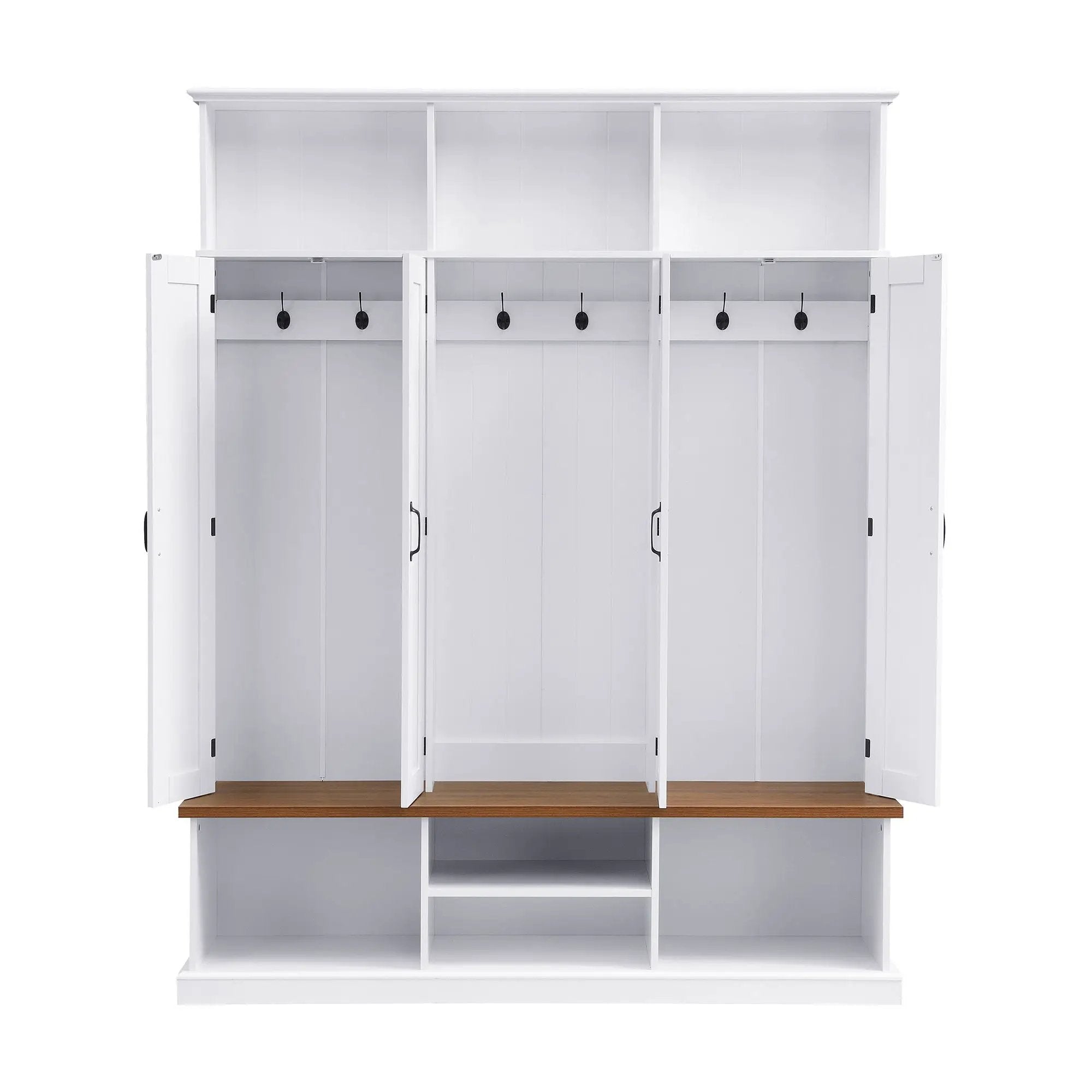 Entryway Hall Tree With Bench, 3 Top Cubbies & Bottom Storage Space by Unique Piece Furniture