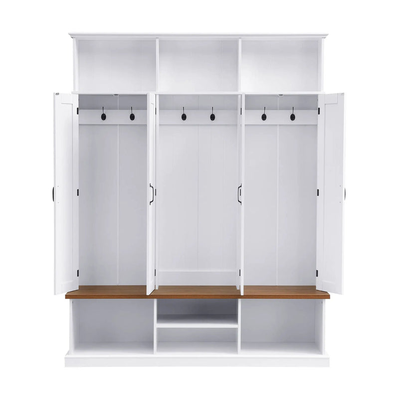 Entryway Hall Tree With Bench, 3 Top Cubbies & Bottom Storage Space by HouseOfZazla